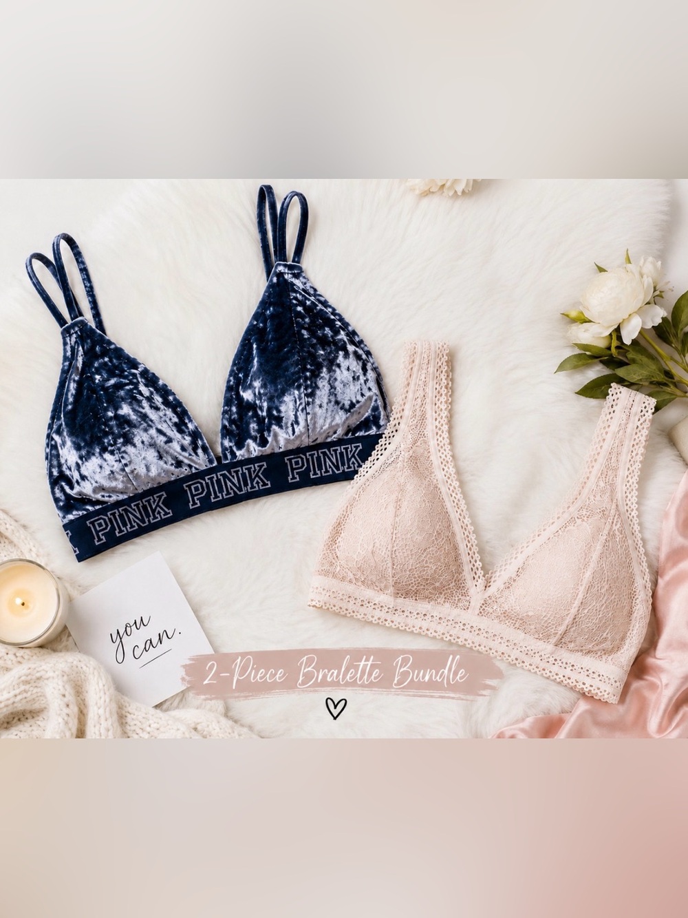 Victoria’s Secret PINK & Lace Bralette Bundle | Soft Bralettes Loungewear Set
